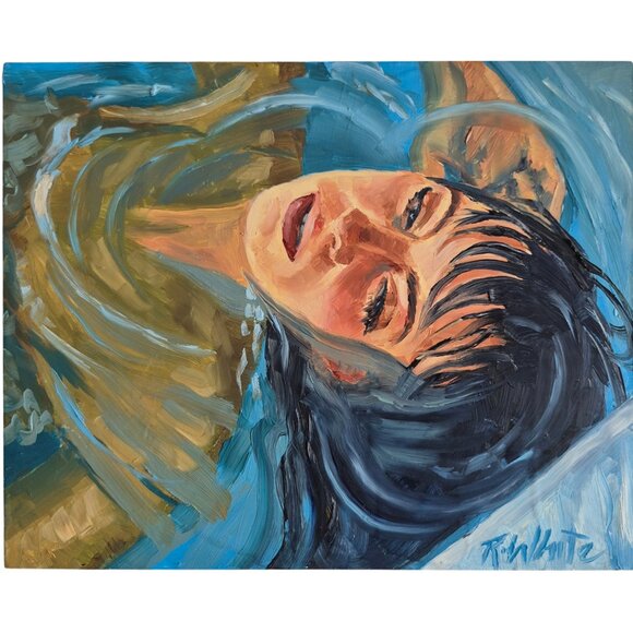 Robin White Other - “Dreaming” Original Oil Painting by Robin White on Wood Panel 10” x 8” 1.5”